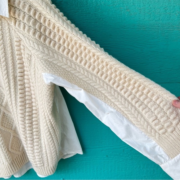 Sea New York Leni WOOL Fisherman Cable Knit Sweater Combo in Cream Size LARGE - Picture 13 of 14